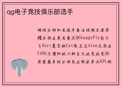 qg电子竞技俱乐部选手
